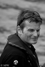 Dean Barker, skipper of the Emirates Team New Zealand America's Cup challenge returning to base in Auckland